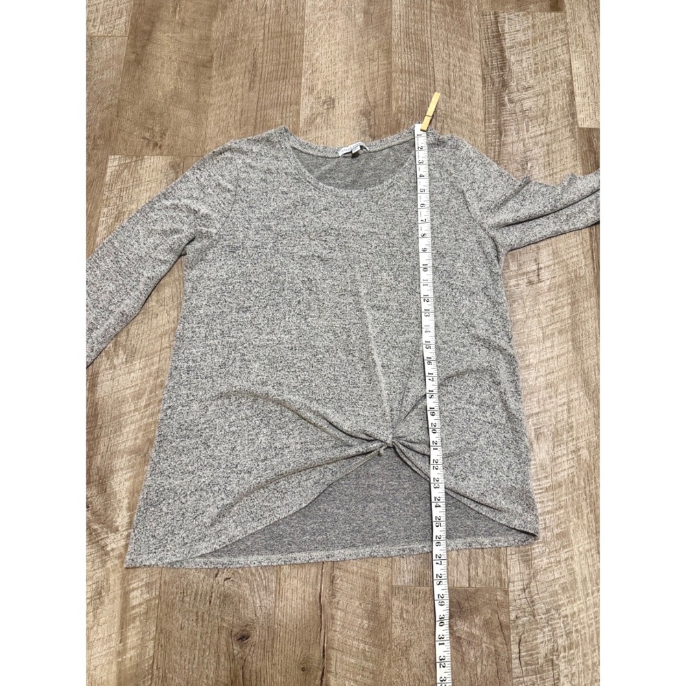 Green Envelope Grey Marl Twist Front Long Sleeve Knit Top Size L - Picture 4 of 8